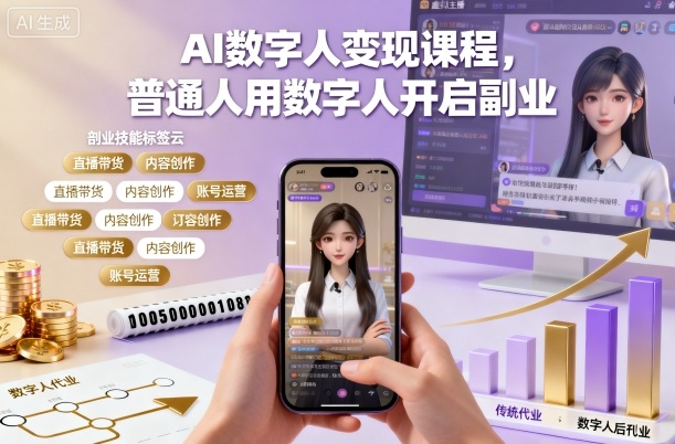 AI数字人变现课程,普通人用数字人开启副业-网创资源大全