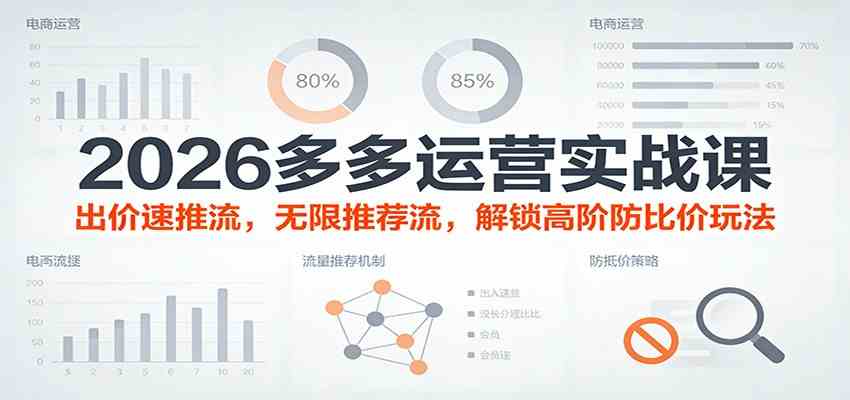 2026多多运营实战课:出价速推流,无限推荐流,解锁高阶防比价玩法(更新)-网创资源大全