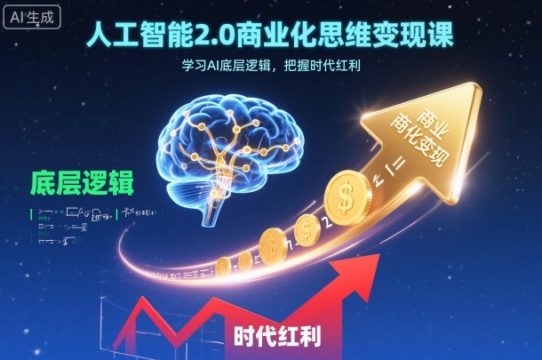人工智能2.0商业化思维变现课,学习AI底层逻辑,把握时代红利-网创资源大全
