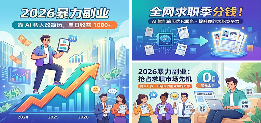 2026暴力副业:靠AI帮人改简历,单日收益1000+,全网求职季分钱-网创资源大全