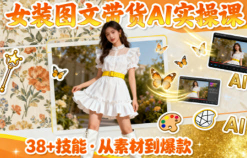 女装图文带货的AI实操课,覆盖38个实用技能,快速提升素材制作效率-网创资源大全