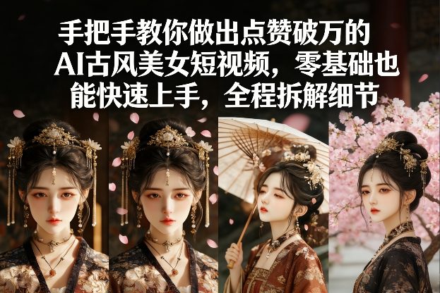 手把手教你做出点赞破万的AI古风美女短视频，零基础也能快速上手，全程拆解细节-网创资源大全