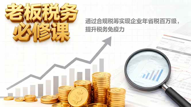 （16426期）老板税务必修课，通过合规税筹实现企业年省税百万级，提升税务免疫力-网创资源大全