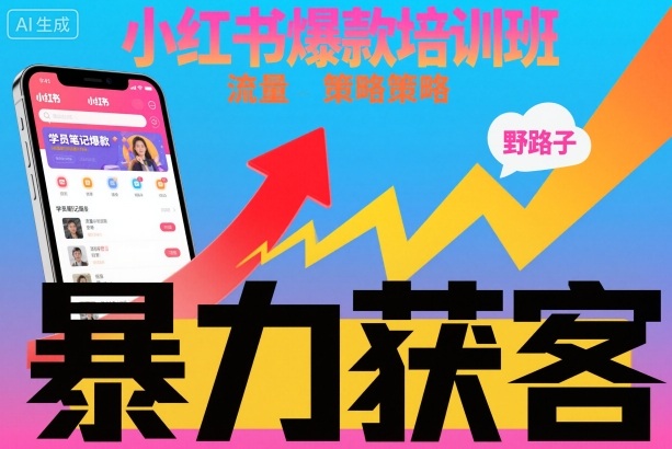 小红书爆款培训班,小红书获客野路子流量打法,暴力持续获客-网创资源大全
