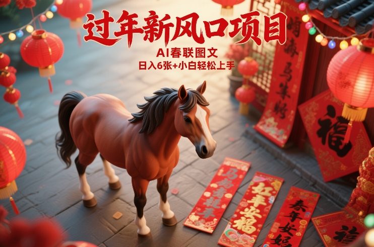 过年新风口项目，用ai春联图文，日入6张+小白轻松上手【揭秘】-网创资源大全