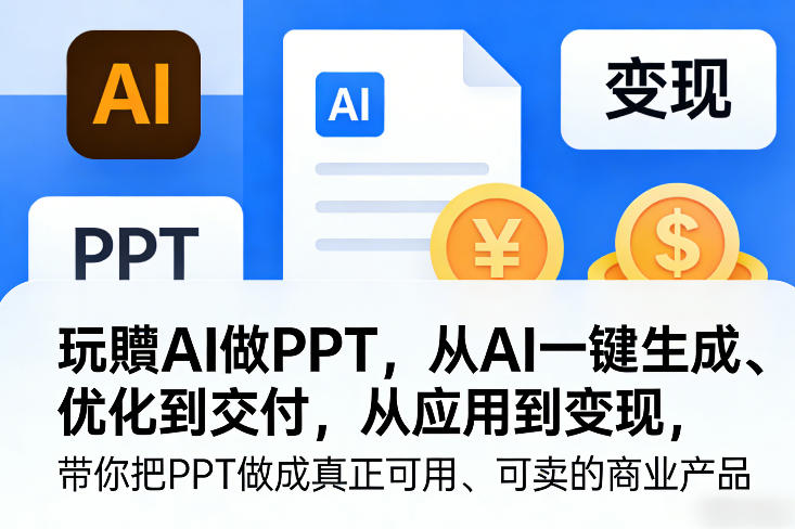 玩賺AI做PPT，从AI一键生成、优化到交付，从应用到变现，带你把PPT做成真正可用、可卖的商业产品-网创资源大全