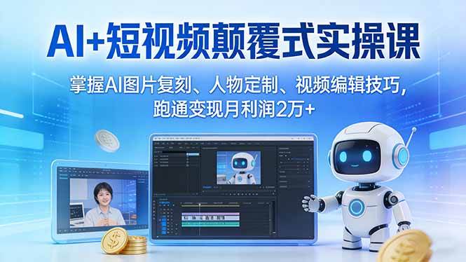 （17454期）AI+短视频颠覆式实操课：掌握AI图片复刻、人物定制、视频编辑技巧，跑通变现月利润2万+-网创资源大全