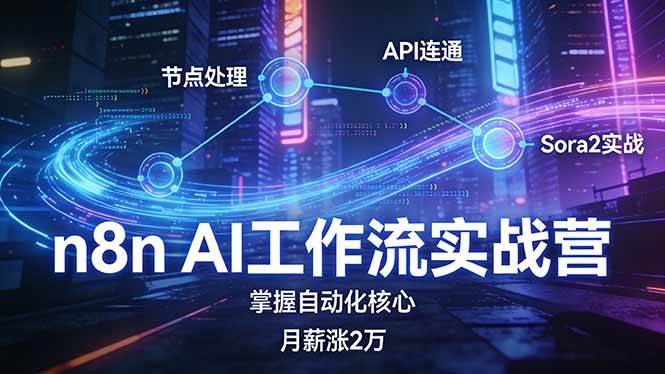 （17458期）n8n AI工作流实战营，节点处理+API连通+Sora2实战，掌握自动化核心月薪涨2万-网创资源大全
