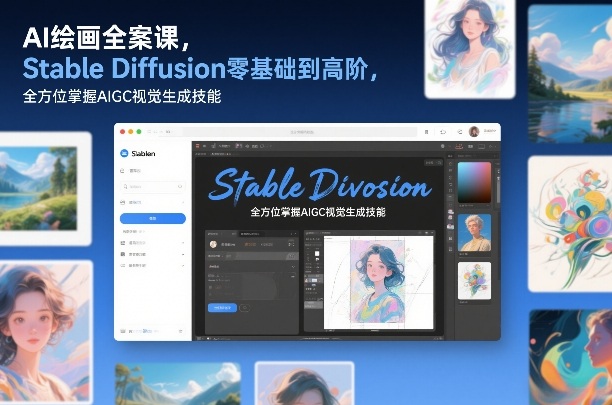AI绘画全案课,Stable Diffusion零基础到高阶,全方位掌握AIGC视觉生成技能-网创资源大全