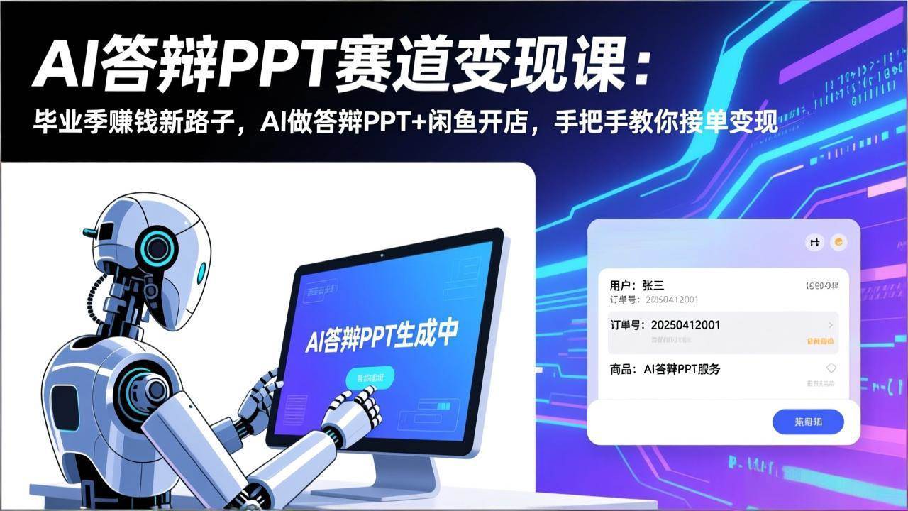 （17546期）AI答辩PPT赛道变现课：毕业季赚钱新路子，AI做答辩PPT+闲鱼开店，手把手教你接单变现-网创资源大全
