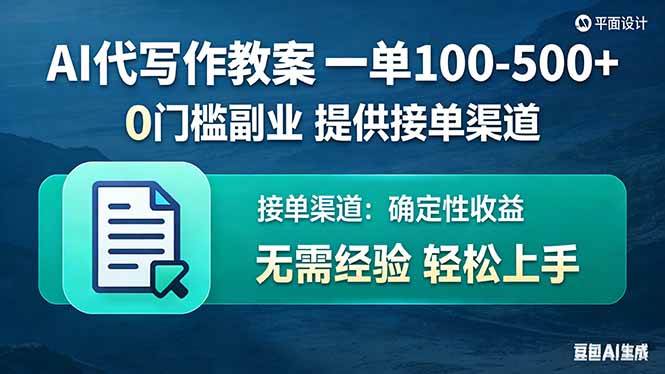 （17538期）AI代写作教案，一单100-500+，提供接单渠道，0门槛副业！-网创资源大全
