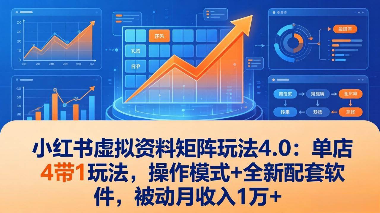 （17730期）小红书虚拟资料矩阵玩法4.0：单店4带1玩法，操作模式+全新配套软件，被动月收入1万+-网创资源大全