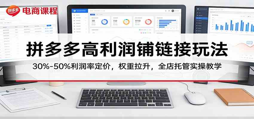拼多多高利润铺链接玩法:30%–50%利润率定价,权重拉升,全店托管实操教学-网创资源大全