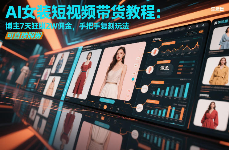 AI女装短视频带货教程：博主7天狂賺2W佣金，手把手复刻玩法，可直接照搬-网创资源大全