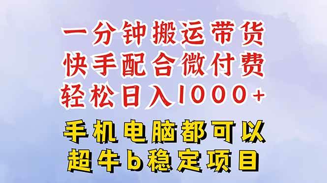 图片[1]-（16285期）快手黑科技一分钟搬运带货，一刀不剪过原创，微付费投流玩法，轻松日入…-网创资源大全