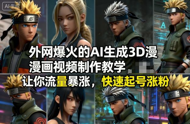 外网爆火的AI生成3D漫画视频制作教学，让你流量暴涨，快速起号涨粉！-网创资源大全