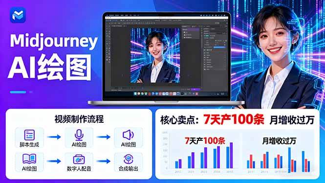 图片[1]-（16049期）AI绘图照片开口说话视频制作：Midjourney+数字人，7天产100条月增收过万-网创资源大全
