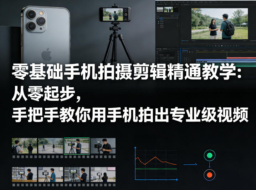 零基础手机拍摄剪辑精通教学：从零起步，手把手教你用手机拍出专业级视频-网创资源大全