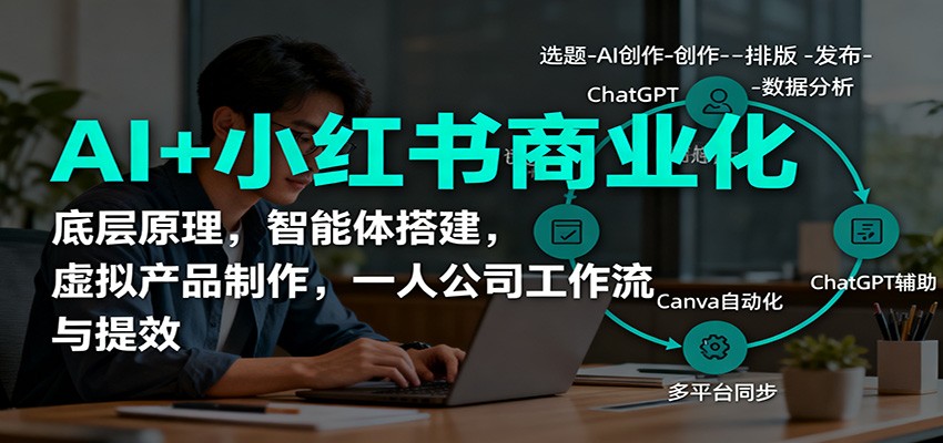 AI+小红书商业化,底层原理,智能体搭建,虚拟产品制作,一人公司工作流与提效-网创资源大全