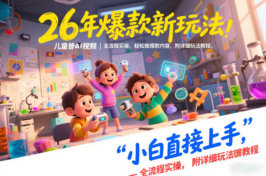 26年爆款新玩法，儿童科普AI视频，全流程实操，轻松做爆款内容，小白直接上手，附详细玩法教程-网创资源大全