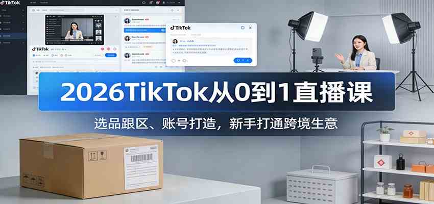 2026TikTok从0到1直播课:选品跟区、账号打造,新手打通跨境生意-网创资源大全