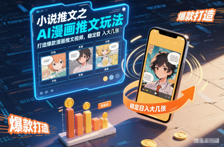 小说推文之AI漫画推文玩法，打造爆款漫画推文视频，稳定日入大几张-网创资源大全