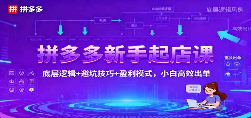 拼多多新手起店课:底层逻辑+避坑技巧+盈利模式,小白高效出单-网创资源大全