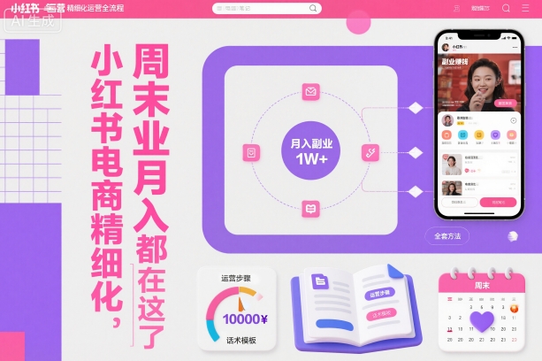 小红书电商精细化运营全流程，周末副业月入1W+，全套方法都在这了-网创资源大全