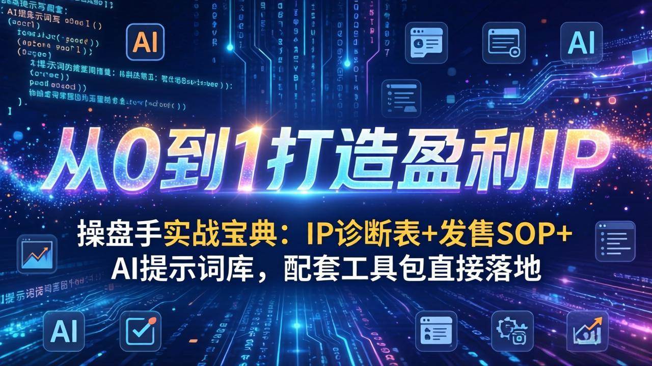（17593期）操盘手实战宝典：IP诊断表+发售SOP+AI提示词库，配套工具包直接落地，从0到1打造盈利IP-网创资源大全