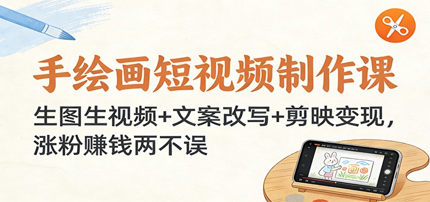 手绘画短视频制作课:生图生视频+文案改写+剪映变现,涨粉赚钱两不误-网创资源大全
