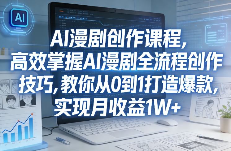 某社群AI漫剧创作课程，高效掌握AI漫剧全流程创作技巧，教你从0到1打造爆款，实现月收益1W+-网创资源大全