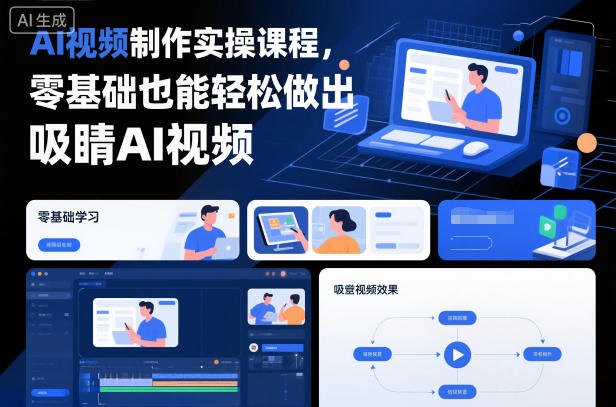 AI视频制作实操课程，零基础也能轻松做出吸睛AI视频-网创资源大全