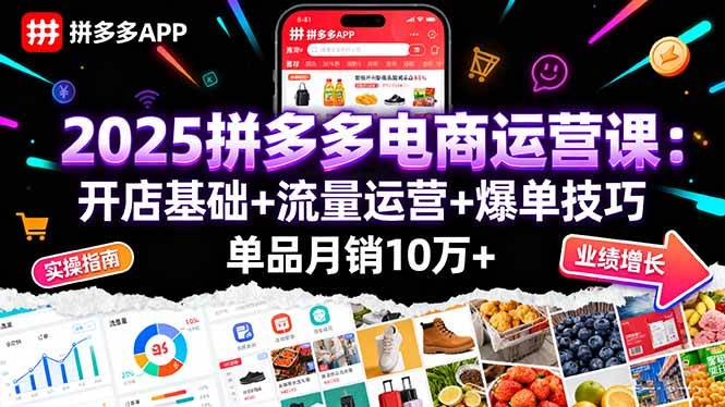 图片[1]-（16018期）2025拼多多电商运营课：开店基础+流量运营+爆单技巧，单品月销10万+-网创资源大全