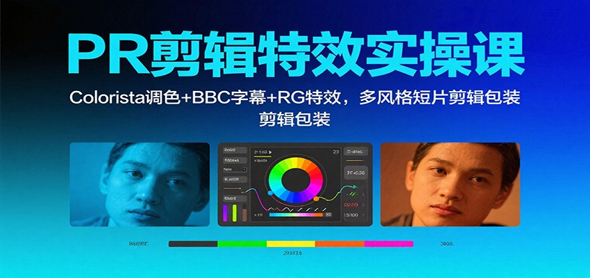 PR剪辑特效实操课:Colorista调色+BBC字幕+RG特效,多风格短片剪辑包装-网创资源大全