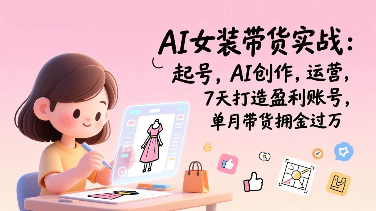 （17088期）AI女装带货实战：起号，AI创作，运营，7天打造盈利账号，单月带货佣金过万-网创资源大全