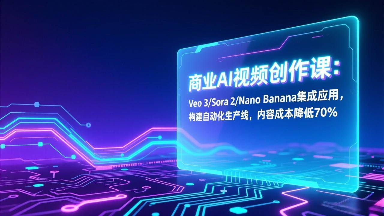 （17070期）商业AI视频创作课：Veo 3/Sora 2/Nano Banana集成应用，构建自动化生产线，内容成本降低70%-网创资源大全