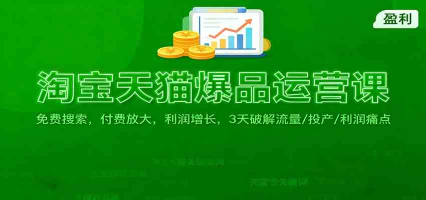 淘宝天猫爆品运营课：免费搜索，付费放大，利润增长，3 天破解流量/ 投产/利润痛点-网创资源大全