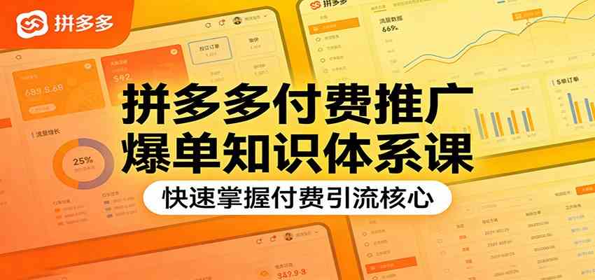 拼多多付费推广爆单知识体系课，快速掌握付费引流核心-网创资源大全