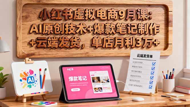 图片[1]-（16287期）小红书虚拟电商9月课：AI原创技术+爆款笔记制作+云端发货，单店月利3万+-网创资源大全