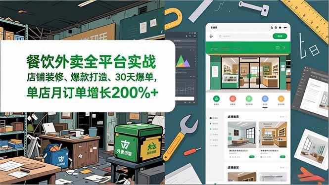 （16978期）餐饮外卖全平台实战，店铺装修、爆款打造、30天爆单，手把手教学，单店月订单增长200%+-网创资源大全