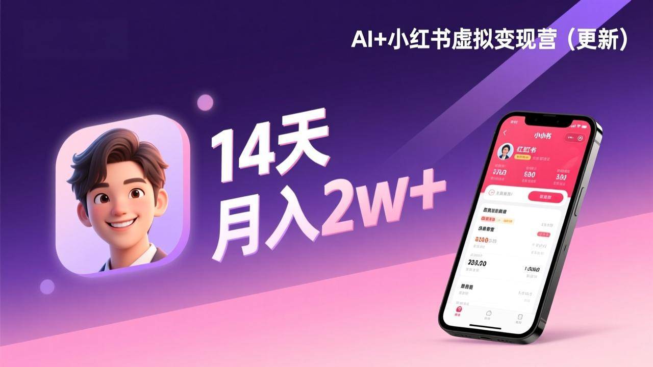 (17275期)AI+小红书虚拟变现营(更新),14天掌握选品、笔记、成交,打造自动化月入2w+事业-网创资源大全