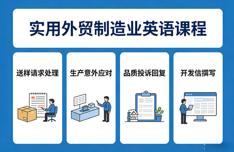 实用外贸制造业英语课程，教你专业处理送样请求、应对生产意外、回复品质投诉、撰写开发信等-网创资源大全