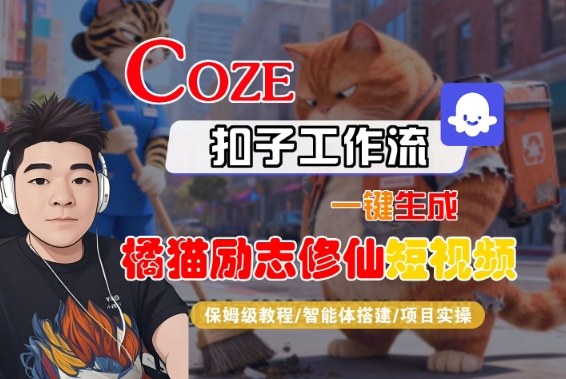 Coze扣子智能体工作流一键生成“橘猫励志修仙“短视频，全流程保姆级教学-网创资源大全