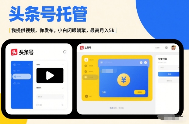 头条号AI托管，我提供视频，你发布，小白闭眼躺賺，最高月入5k+【揭秘】-网创资源大全