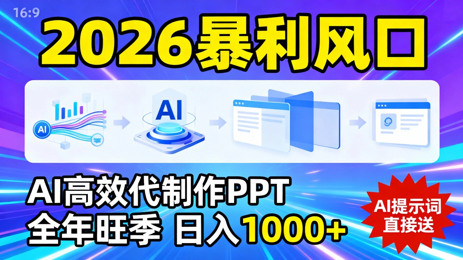 2026暴利！用AI高效代制作 PPT，全年旺季，日入 1000+，提示词直接送！-网创资源大全