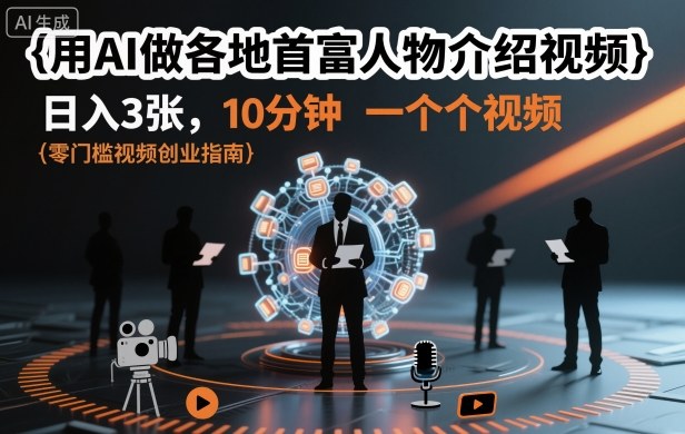 用AI做各地首富人物介绍视频，日入3张，10分钟一个视频-网创资源大全