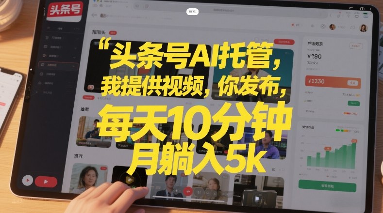 头条号AI托管,我提供视频,你发布,每天10分钟,月躺入5k+【揭秘】-网创资源大全