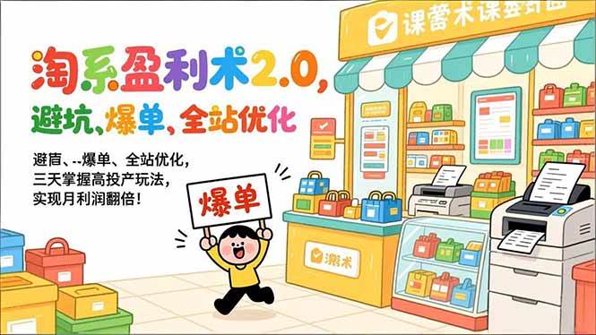 （17127期）淘系盈利术2.0，避坑、爆单、全站优化，三天掌握高投产玩法，实现月利润翻倍！-网创资源大全