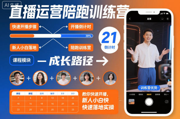 直播运营陪跑训练营,教你快速开播,新人小白快速落地实操-网创资源大全