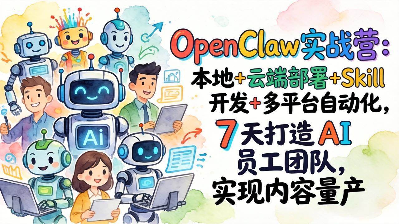 （17673期）OpenClaw实战营-更新：本地+云端部署+Skill开发+多平台自动化，7天打造AI员工团队+实现内容量产-网创资源大全